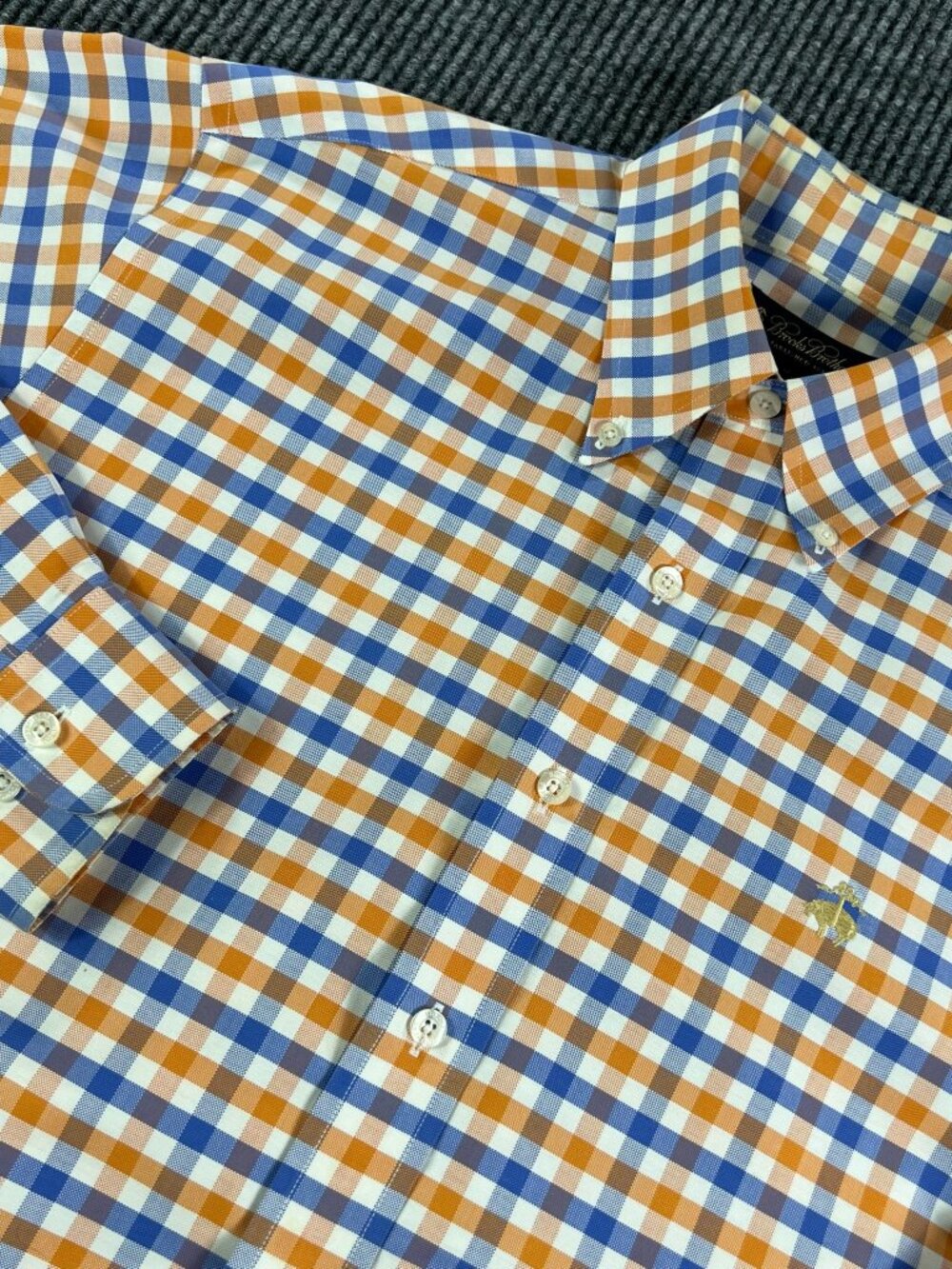 Brooks Brothers Plaid Mens M Long Sleeve Button Down Non-Iron Stretch